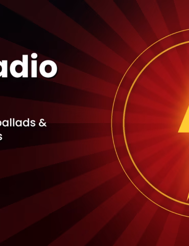 Rock n Roll Radio graphic: gold lightning bolt on a red sunburst with the headline Rock Radio Online